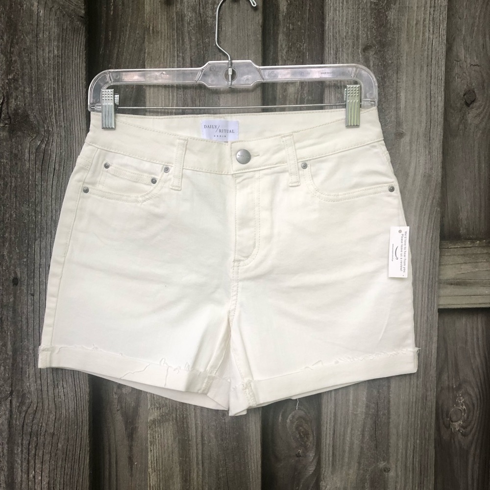NWT Daily Ritual high waisted denim cream colored shorts.